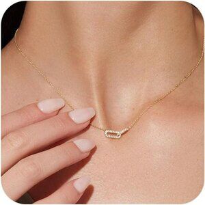 Gold Pendant Necklace for Women, Dainty Diamond Necklaces for Women Simple 14K G